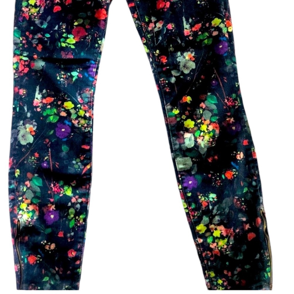 Mother Floral Black Denim Wild Flowered Jeans with Ankle zippers and low riseY2K - Picture 7 of 9